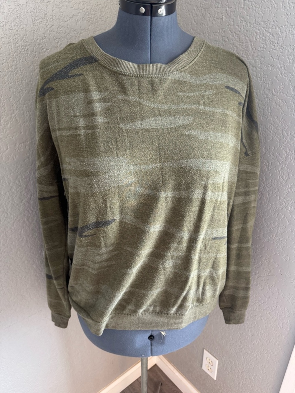Olive Green Camouflage Crewneck Sweater